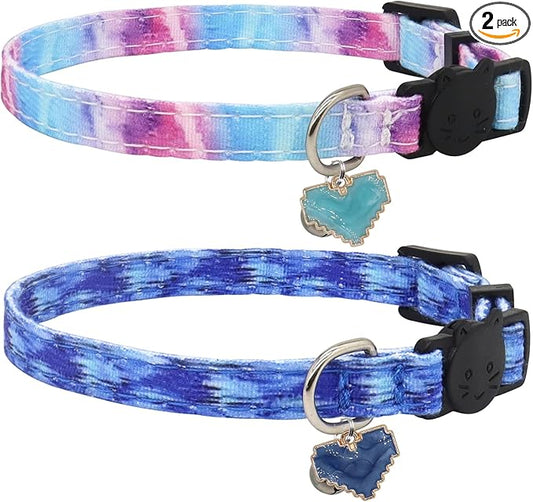 Cat Collar Breakaway, 2 Pack Cotton Kitten Collars by Giecooh