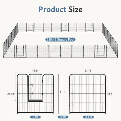 DUMOS Dog Playpen Indoor, Metal 32 Inch 40 Panels Foldable Pet Fence - Image 5