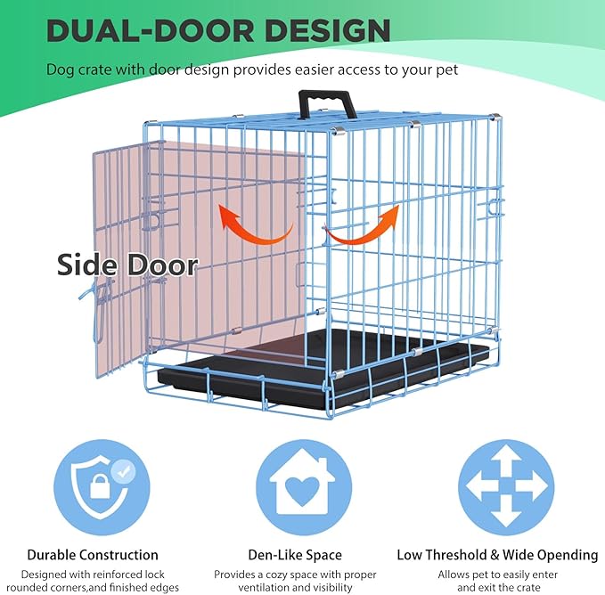 BestPet | Dog Crate | 18" | Blue | Foldable Metal Kennel - Image 3