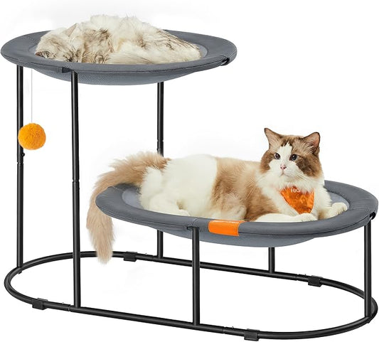 Feandrea 2-Tier Elevated Cat Hammock Bed, Breathable Furniture by FeandreabySONGMICSHOME