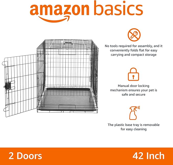 Amazon Basics Portable, Collapsible Metal Wire Dog Crate - Image 2
