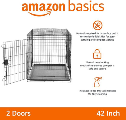 Amazon Basics Portable, Collapsible Metal Wire Dog Crate - Image 2