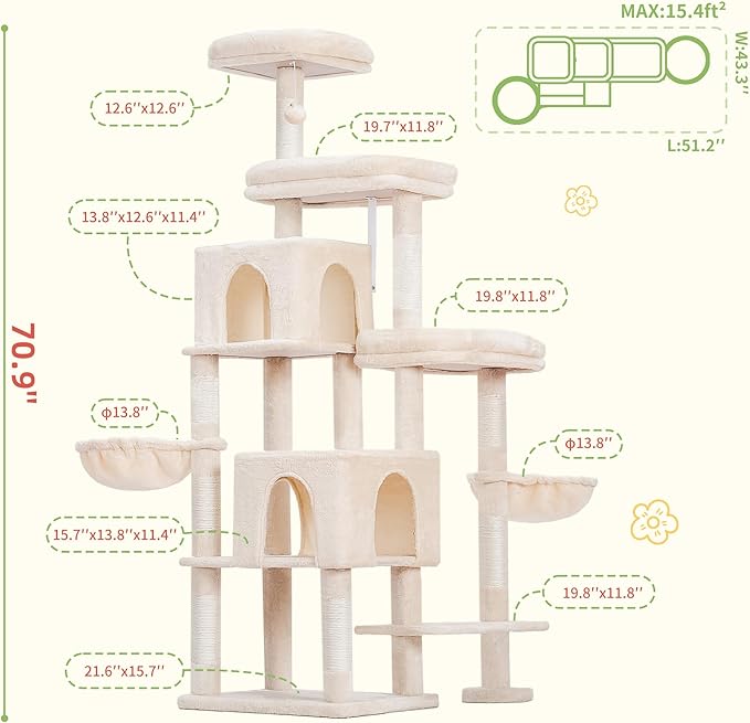 Hey-brother Cat Tree Tower, Scratching Posts - Image 3