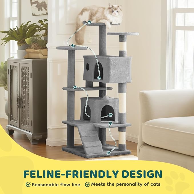 DUMOS 54 Inch Cat Tree Tower, Indoor Multi-Level Pet House - Image 2