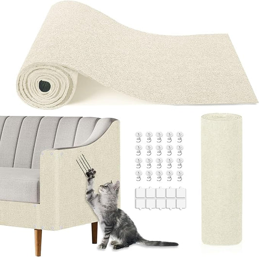 Cat Scratching Mat, 118.5"x15.9" Trimmable Self-Adhesive Cat Scratch Carpet by TEBANTY