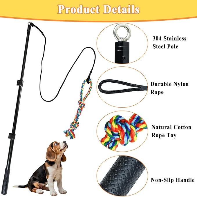 ASOCEA Flirt Pole for Dogs, Heavy Duty Dog Teaser Wand - Image 2
