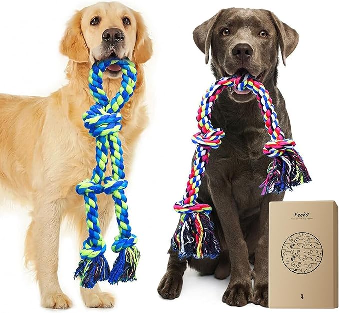 Feeko Heavy Duty Dog Rope Toys for Large Breed Aggressive Chewers, 2 Pack by Feeko