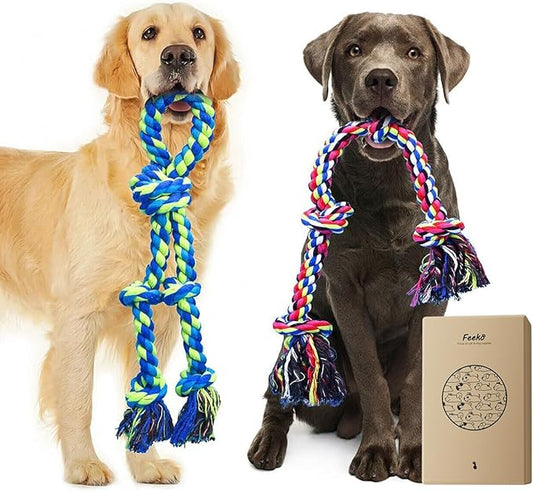 Feeko Heavy Duty Dog Rope Toys for Large Breed Aggressive Chewers, 2 Pack by Feeko