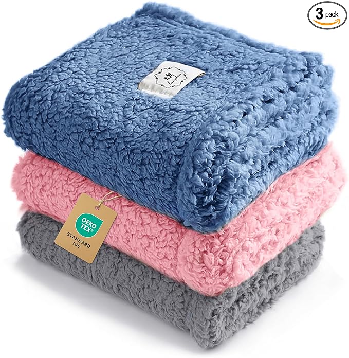 1 Pack 3 Calming Blankets Fluffy Premium Fleece Pet Blanket Soft Sherpa Throw by luciphia