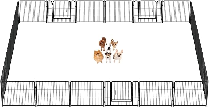 DUMOS Dog Playpen Indoor, Metal 24 Inch 24 Panels Foldable Pet Fence by DumosLifestyle