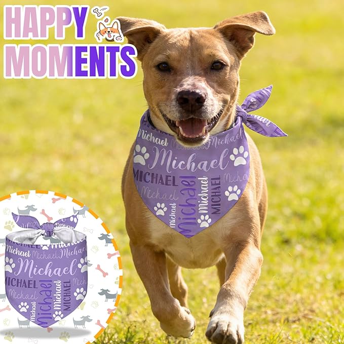 Custom Dog Bandana with Your Own Logo Text Personalized Dog Scarf Triangle Bibs - Image 5