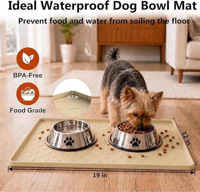 MateeyLife Silicone Mat Waterproof 12"X19", Dog Bowl Mats - Image 3