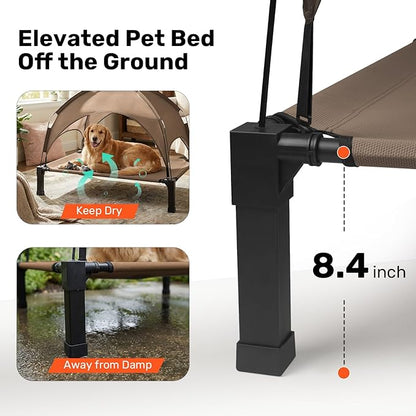 Heeyoo Elevated Dog Bed with Removable Canopy, Portable Dog Cot with Sun - Image 3