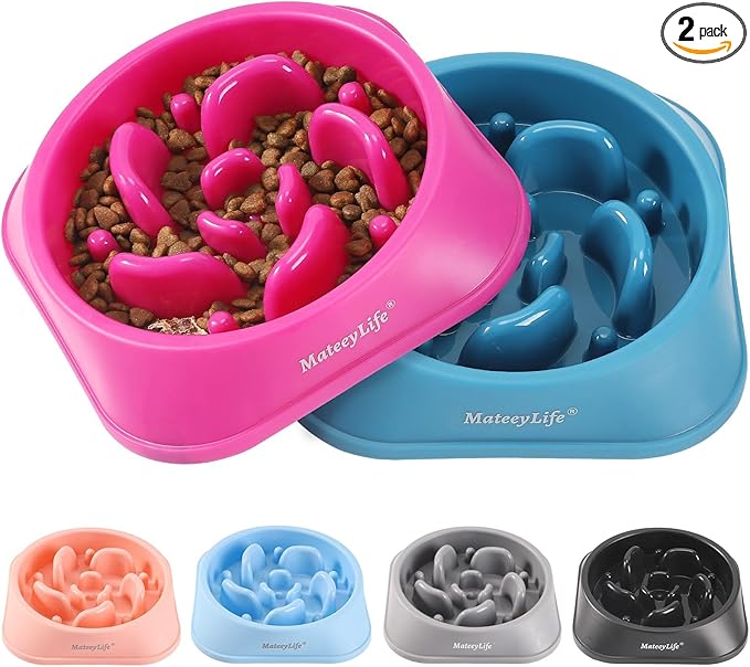 MateeyLife Slow Feeder Dog Bowls 2PCS, Anti-Choking Puzzle Dog Food Bowls by MateeyLife
