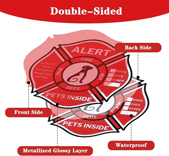 6Pcs Pet Alert Safety Fire Rescue Sticker, Plastic Pet Alert Sticker Emergency - Image 3