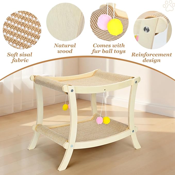 Indoor Cat Scratcher Bed, Double Layer Cat Hammock - Image 6
