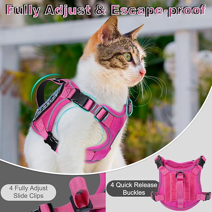 Tactical Cat Harness for Walking, Adjustable Escape Proof Pet Vest for Large Cat - Image 4