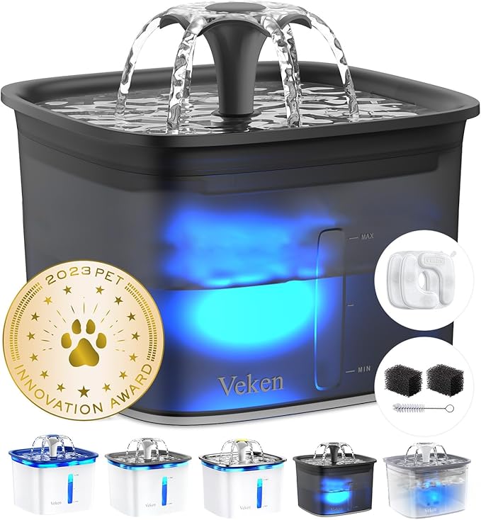 Veken Innovation Award Winner 95oz/2.8L Pet Fountain, Automatic Cat Water by Veken