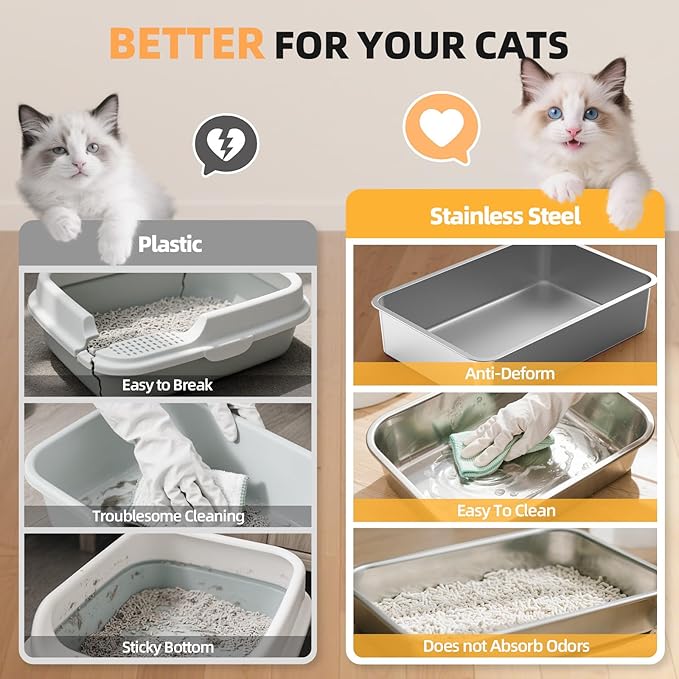 WoofiGo Enclosed Stainless Steel Cat Litter Box - Image 4