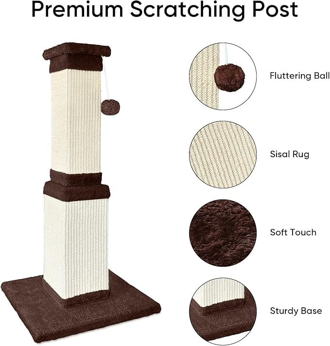 32 Tall Cat Scratching Post for Large Cats, Cat Scratcher for Indoor Cats Adults - Image 2
