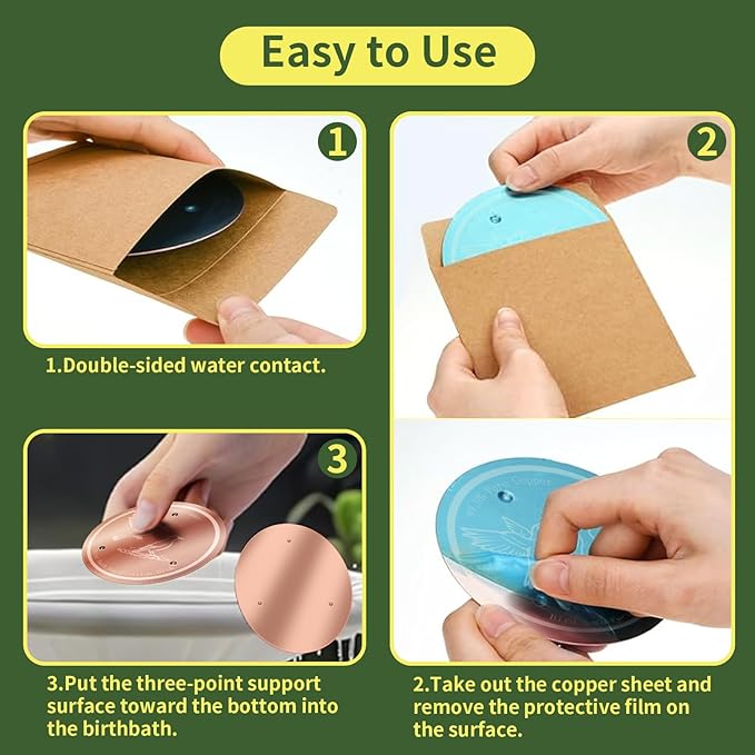 Bird Bath Copper Disk, 99.99% Pure Copper Bird Bath Cleaner, Triple-Point - Image 7