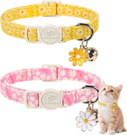 2 Pack Daisy Cat Collars by Babolepet