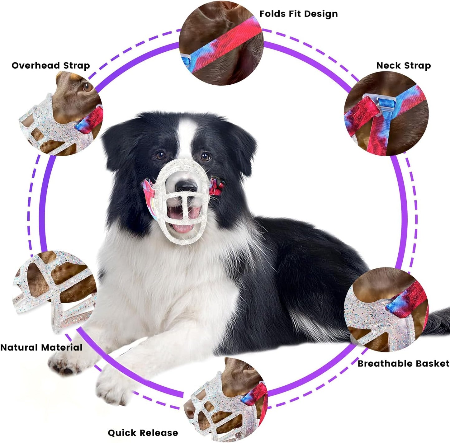 Basket Muzzle - Anti Biting Chewing, Sturdy Lightweight Allows Panting Drinking, Suitable for Grooming Trimming Training - Transparent, Size 5