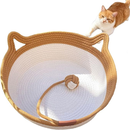 Instinct Basket, Stimuli Handwoven cat Basket Rope Cotton Eliminates Bed by FHKPET