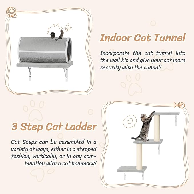 NUNU LAB 7-in-1 Cat Wall Shelves, Wall Mounted Cat Climber Set, Cat Furniture - Image 6