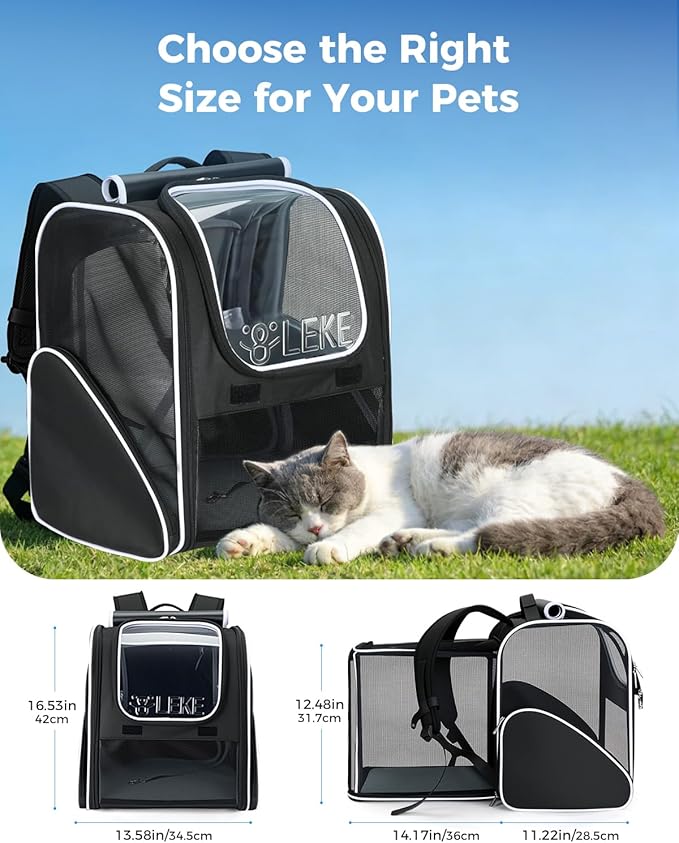Lekereise Cat Backpack Carrier, Breathable Cat Carrier Large Space Bubble Pet - Image 4