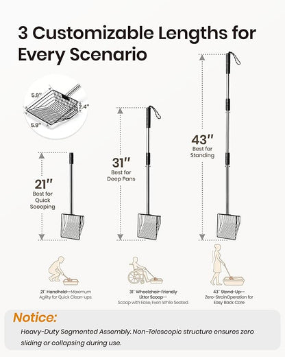 Cat Litter Scoop with Holder 43" Metal Litter Scooper with Stainless Steel Long - Image 5