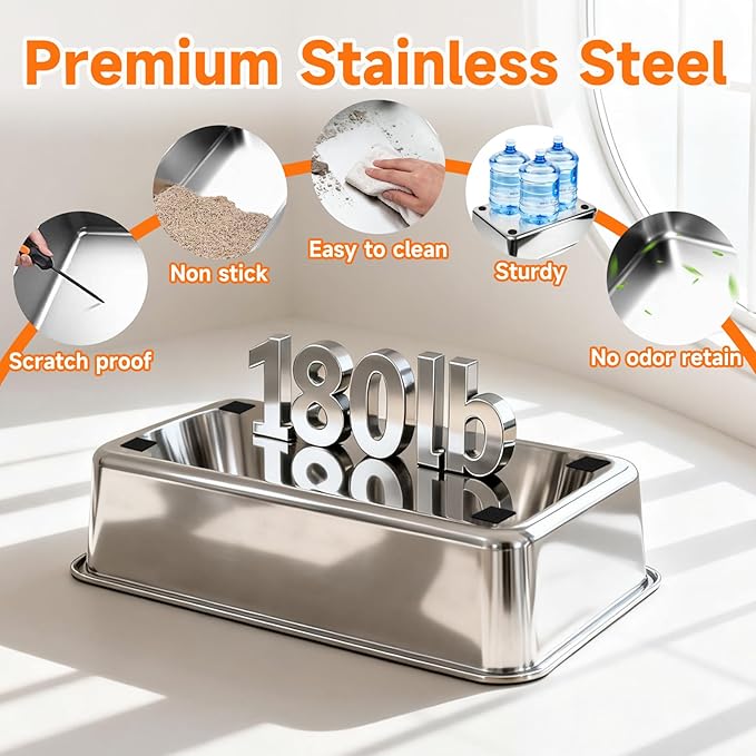Stainless Steel High Sides Cat Litter Box - Image 9