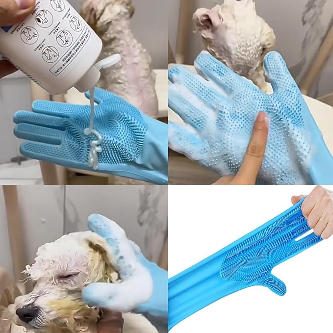 8PCS Dog Bath Supplies Set，Dog Washing Gloves，Shampoo Brush, Bath Supplies - Image 3