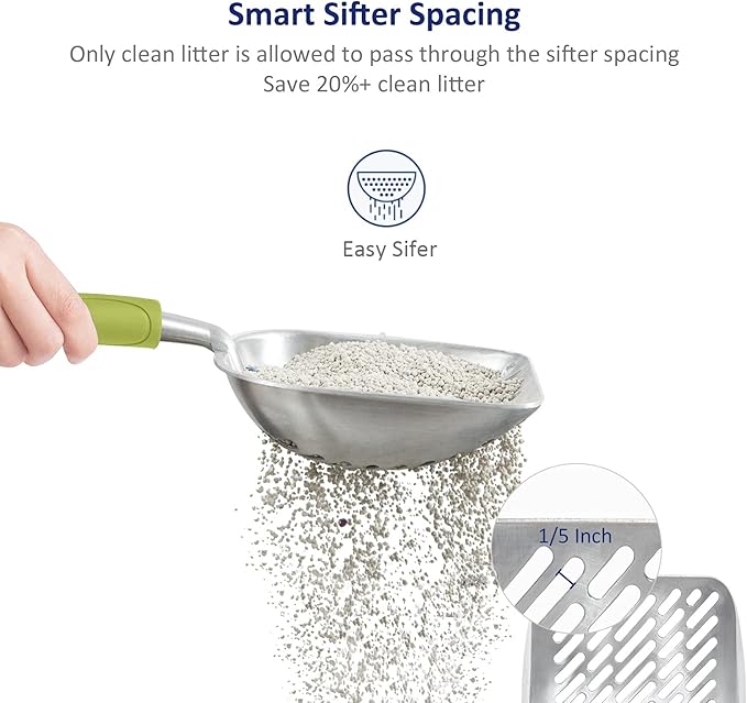 WePet Cat Litter Scoop, Aluminum Alloy Sifter, Kitty Metal Scooper, Deep Shovel - Image 4