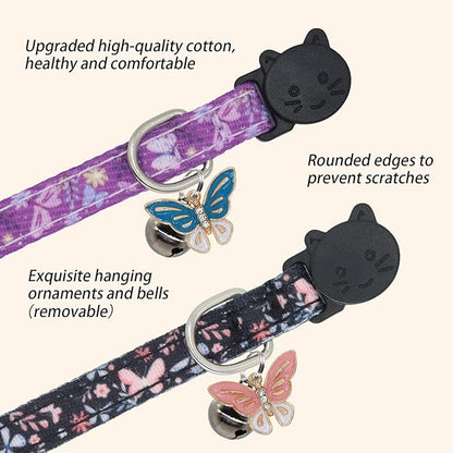 Cat Collar Breakaway, 2 Pack Cotton Kitten Collars - Image 5