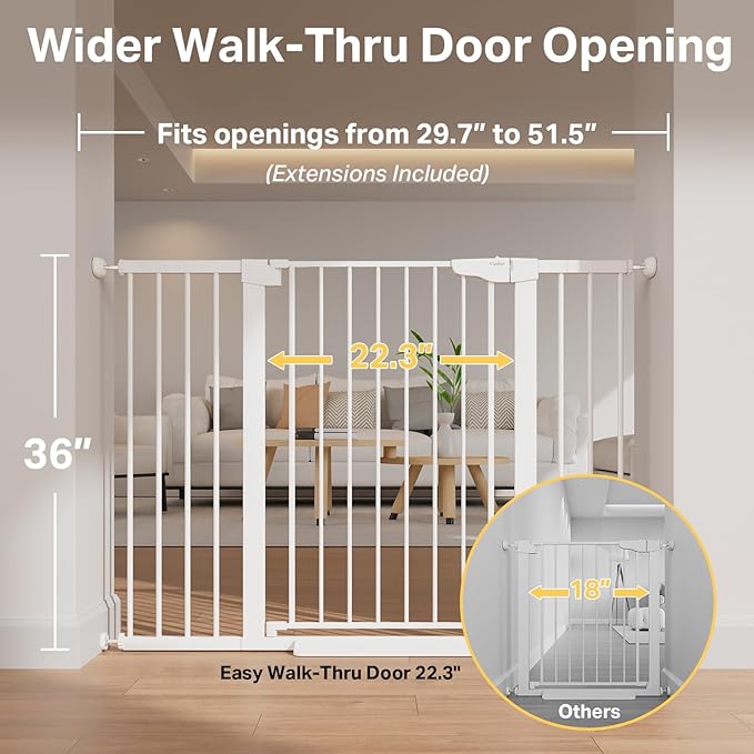 Cumbor 36" Extra Tall 29.7-51.5" Baby Gate - Image 3