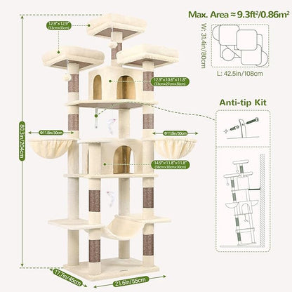 Globlazer Big Cat Tower for Indoor Cats, 80inch Cat Tower for Multiple Adult - Image 6
