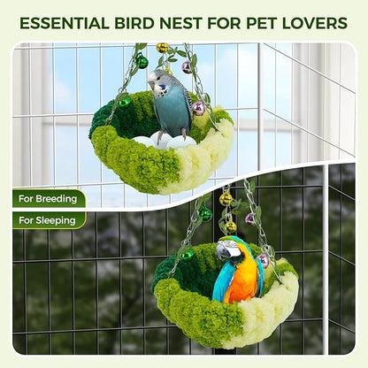 Admaison Bird Nest with Bell for Cage, Plush Hanging Bird Bed for Parakeet - Image 4