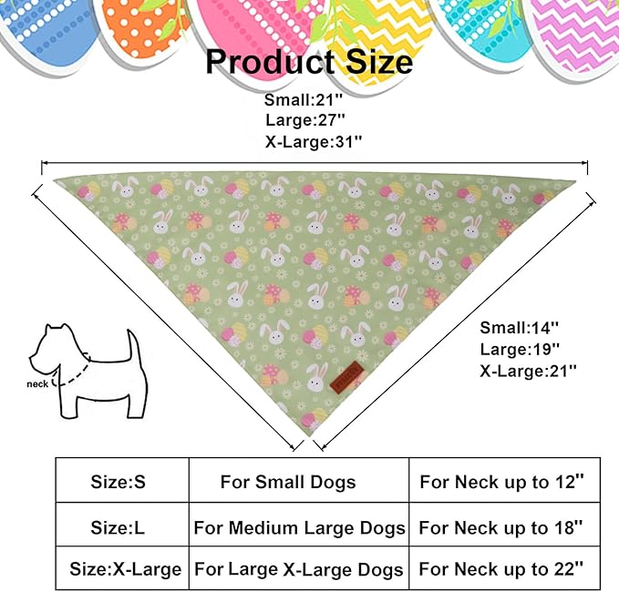 PTDECOR Easter Dog Bandana, Rabbit Floewr Dog Scarf, Premium Durable Fabric - Image 4