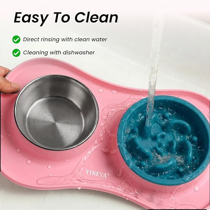 YINEYA 3 in 1 Slow Feeder Dog Bowls & Stainless Steel Food and Water Bowl - Image 5