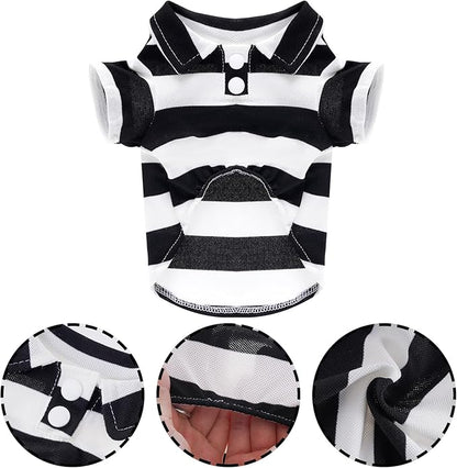 Dog Shirt Polo Shirt Striped Collar Puppy Clothes Summer Button Up Pet Clothes - Image 2