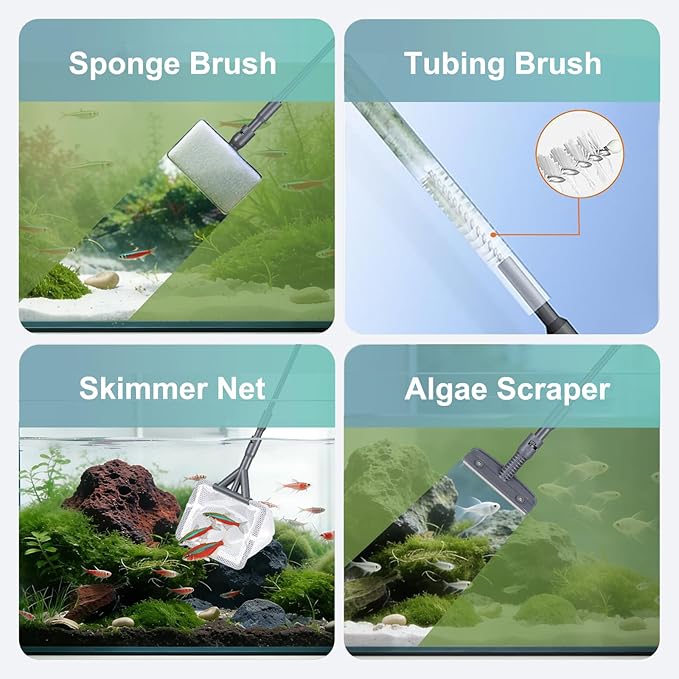 Carefree Fish 4IN1 Aquarium Cleaning Tools Long Handle Adjustable Length - Image 3
