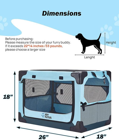 JOYTUTUS 26 Inch Collapsible Dog Crate, Steel Frame 8-Bar Foldable Soft Kennel - Image 2