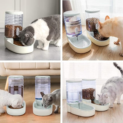 Automatic Dog Cat Feeder and Water Dispenser Gravity Food Feeder and Waterer Set - Image 6