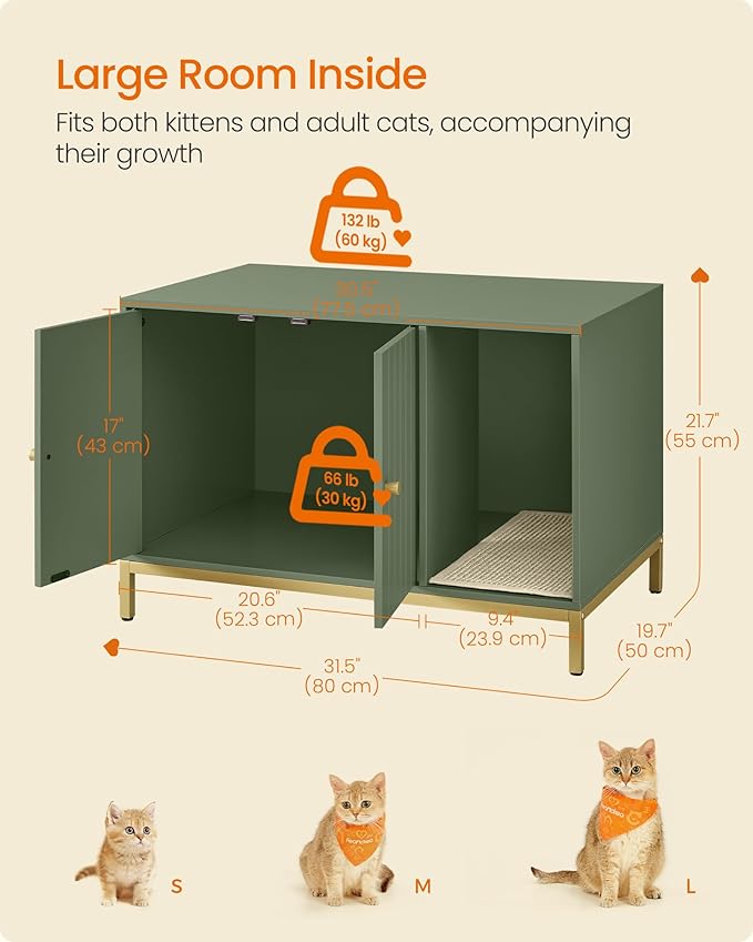 Feandrea Cat Litter Box Enclosure, Hidden Litter Box Furniture - Image 7