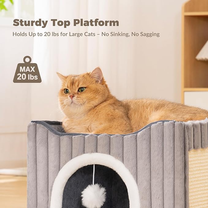Avont Cat Cube Bed, Scratch Pad & Ball, Large Hideaway - Image 2