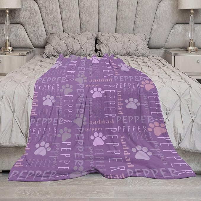 Personalized Dog Blanket with Name Customized Paw Prints Pet Blanket Loss - Image 6
