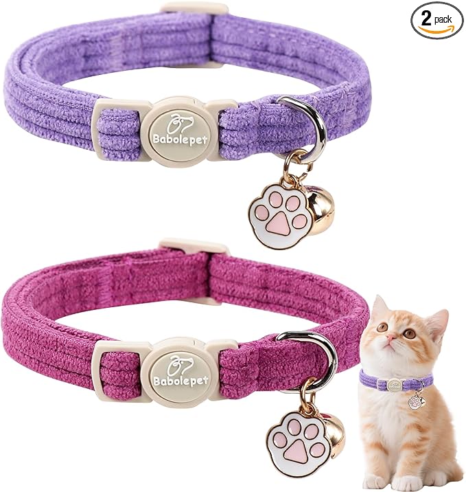 2 Pack Corduroy Cat Collars by Babolepet