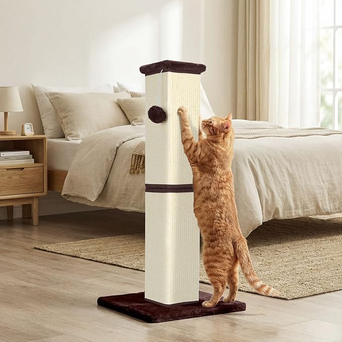 Cat Scratching Post 32 Inch for Indoor Large Cats and Kitten, Nature Sisal Tall - Image 6