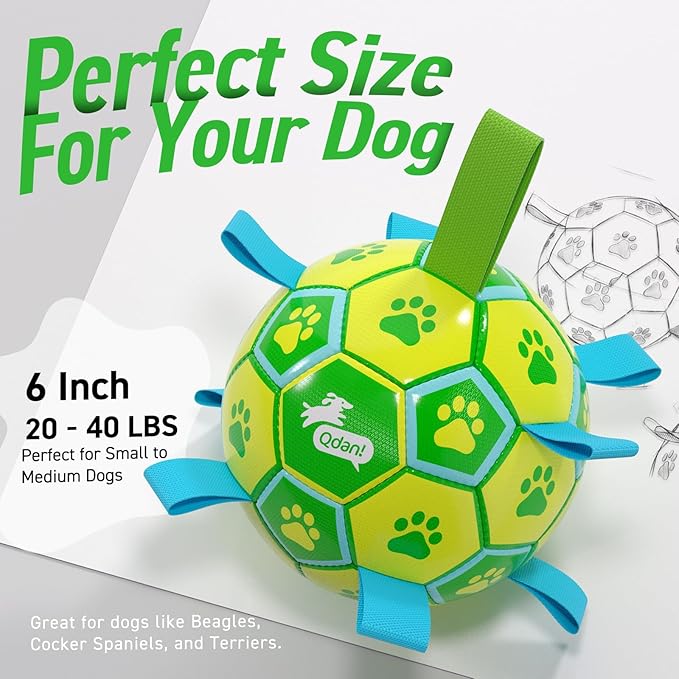 QDAN Dog Toys Soccer Ball, Dog Tug Toy, Water Toy, Durable Balls - Image 8